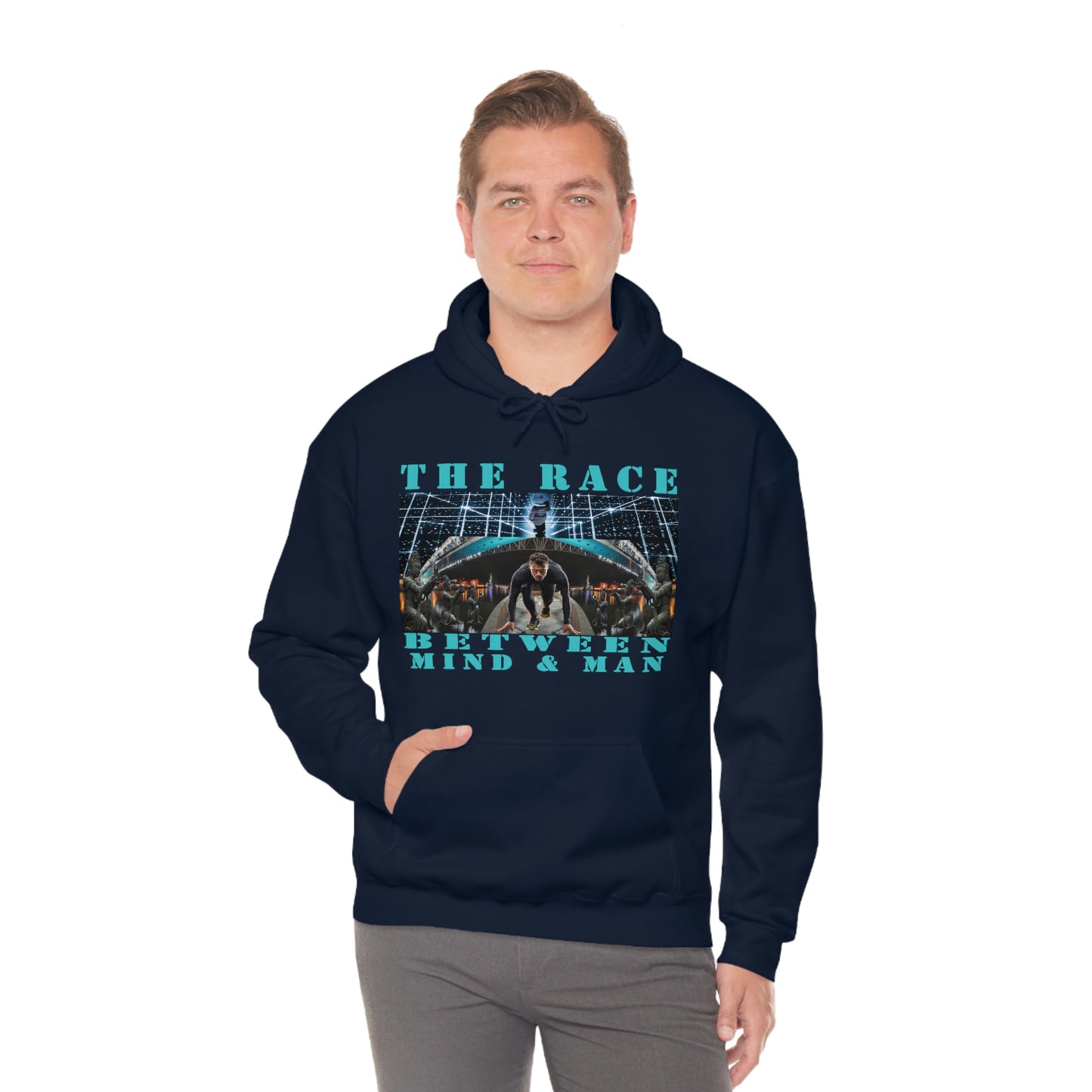 Unisex The Race Between Mind and Man Heavy Blend™ Hooded Sweatshirt