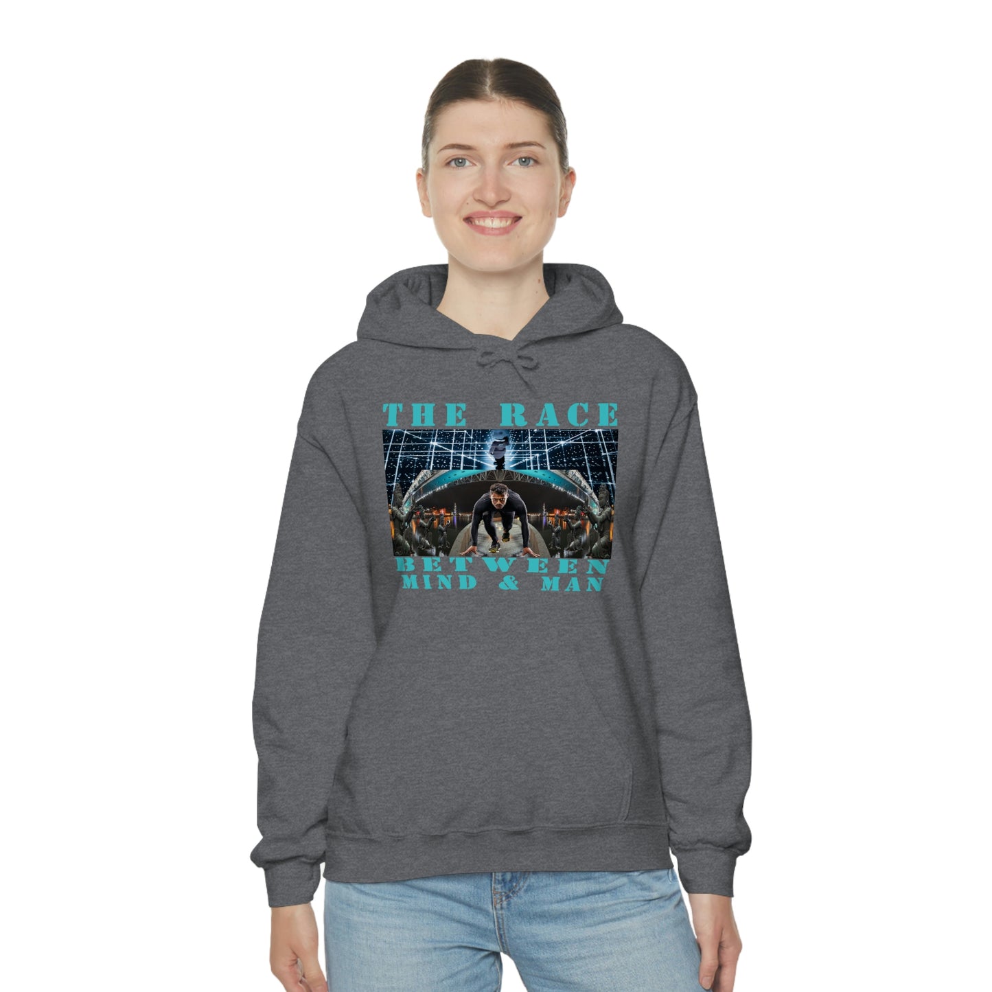 Unisex The Race Between Mind and Man Heavy Blend™ Hooded Sweatshirt